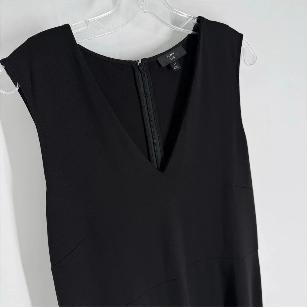 J Crew 365 Sheath Dress Womens Size 14 Black V-Neck Stretch Ponte Knit